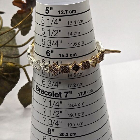 "5/$25" Eremish Geometric Gold & Silvertone Stretch Bracelet Sz Small - Picture 7 of 7